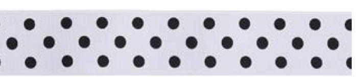 SR1204-25-15 - SUPER RIBBON POLKA DOT 25mm 15 WHITE BLACK DOT