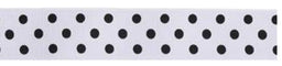 SR1204-25-15 - SUPER RIBBON POLKA DOT 25mm 15 WHITE BLACK DOT