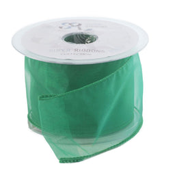 SR1209-70-587 - SUPER RIBBON PLAIN ORGANZA WIRED EDGE 70mm 587 GREEN