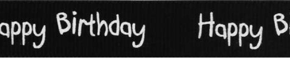 SR1220-16-030 - SUPER RIBBON HAPPY BIRTHDAY 16mm 030 BLACK