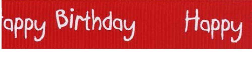 SR1220-16-250 - SUPER RIBBON HAPPY BIRTHDAY 16mm 250 RED