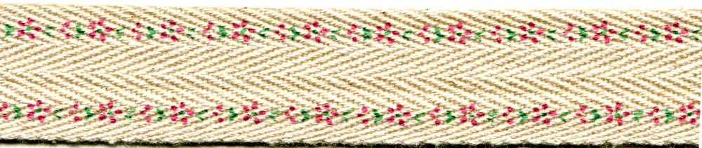 SR1420-25-NAT - SUPER RIBBON TINY PETAL EDGE ROWS 25mm NATURAL