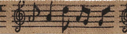 SR1505-38-NAT - SUPER RIBBON MUSIC NOTES 38mm NATURAL HESSIAN