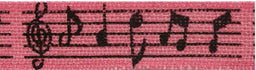 SR1505-38-PINK - SUPER RIBBON MUSIC NOTES 38mm PINK HESSIAN