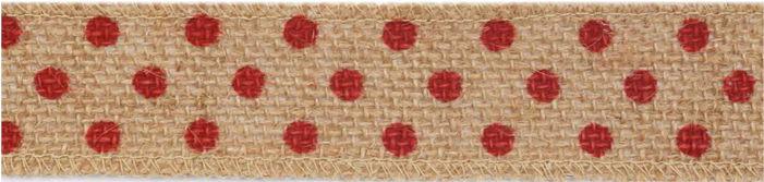 SR1508-38-DWE - SUPER RIBBON WIRED EDGE 38mm NATURAL WITH RED DOT PRINT