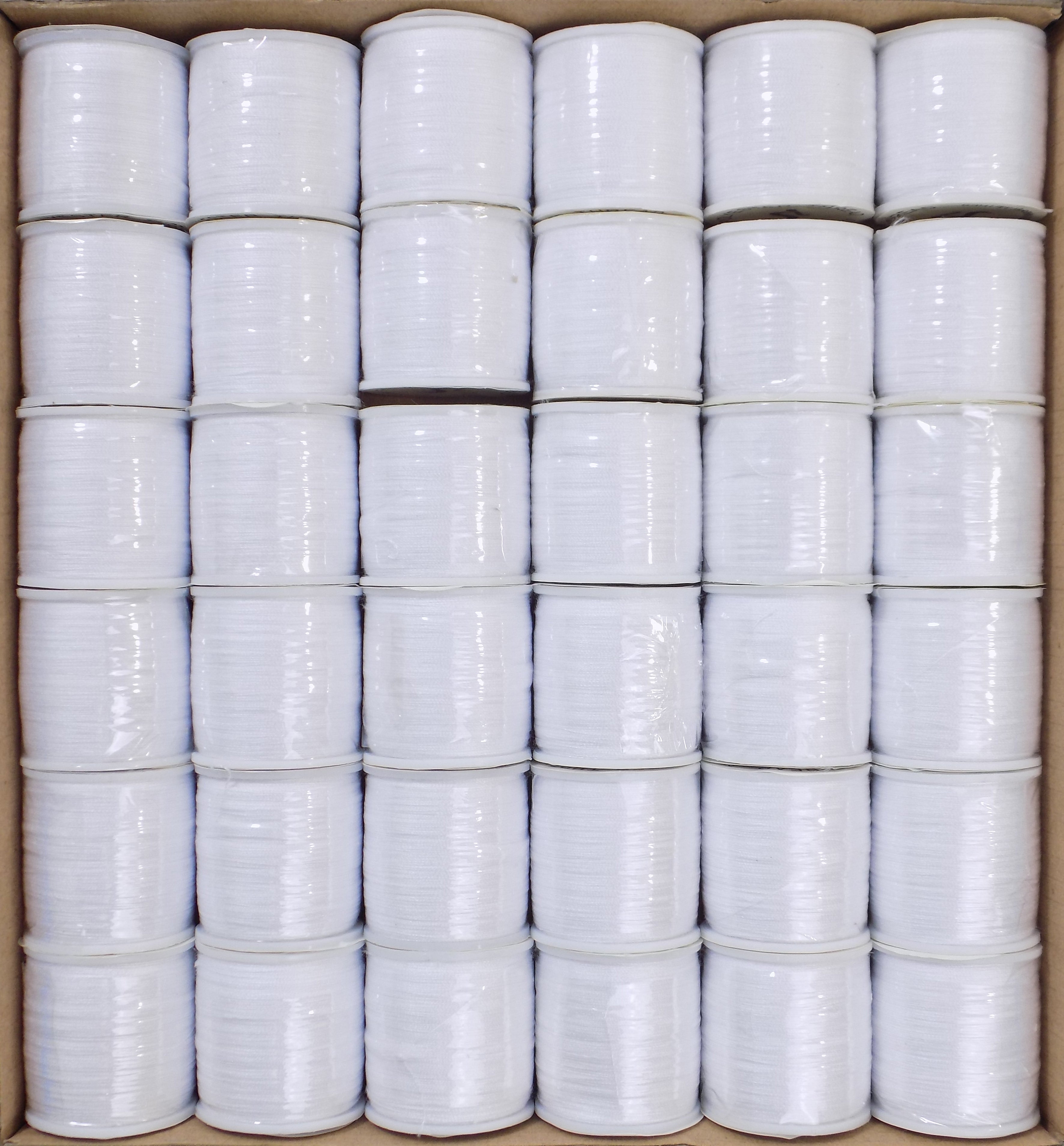SS50-WHT  WHITE POLYESTER SEWING THREAD 100 YDS 36 WINDOW BOX