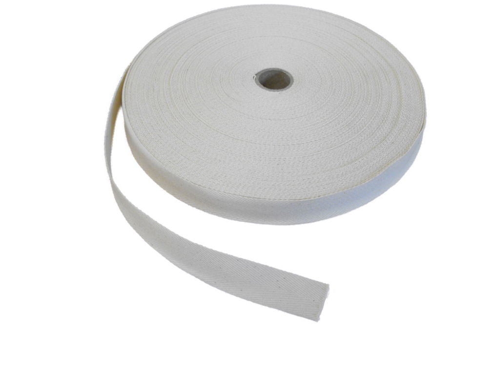 TAPE - 25MM COTTON WEBBING TAPE HERRINGBONE NATURAL (50M)