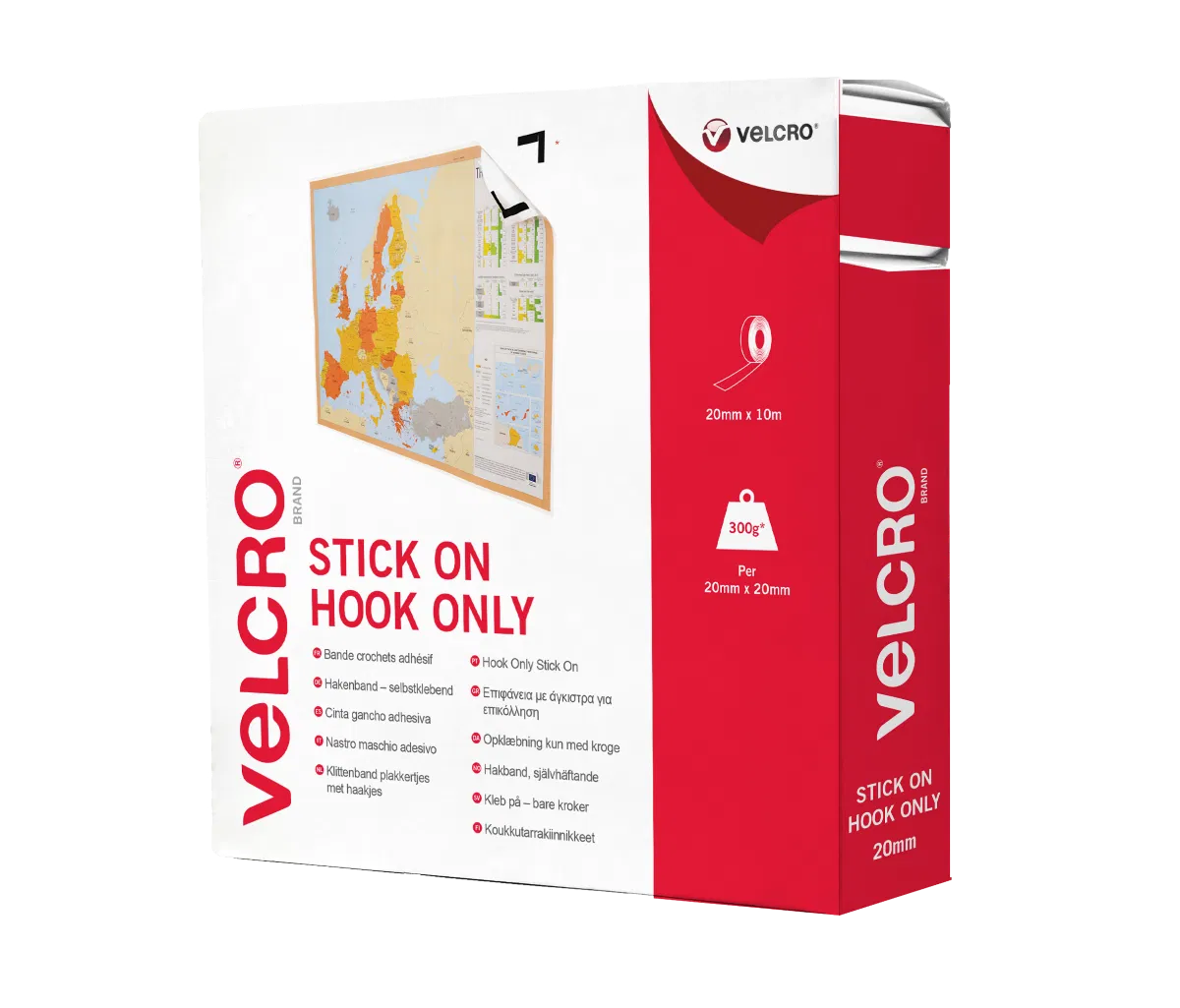 V07180  VELCRO WHITE STICK ON  HOOK ONLY 20mm X 10m