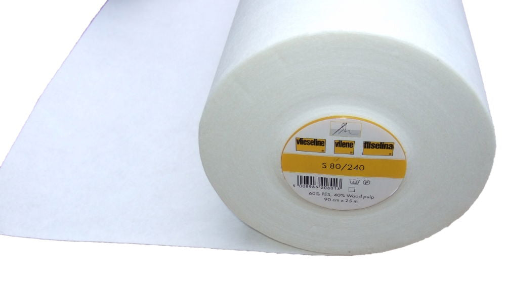 V240 - S80 INTERLINING WAIST/PELMET 90cm HVY WHITE