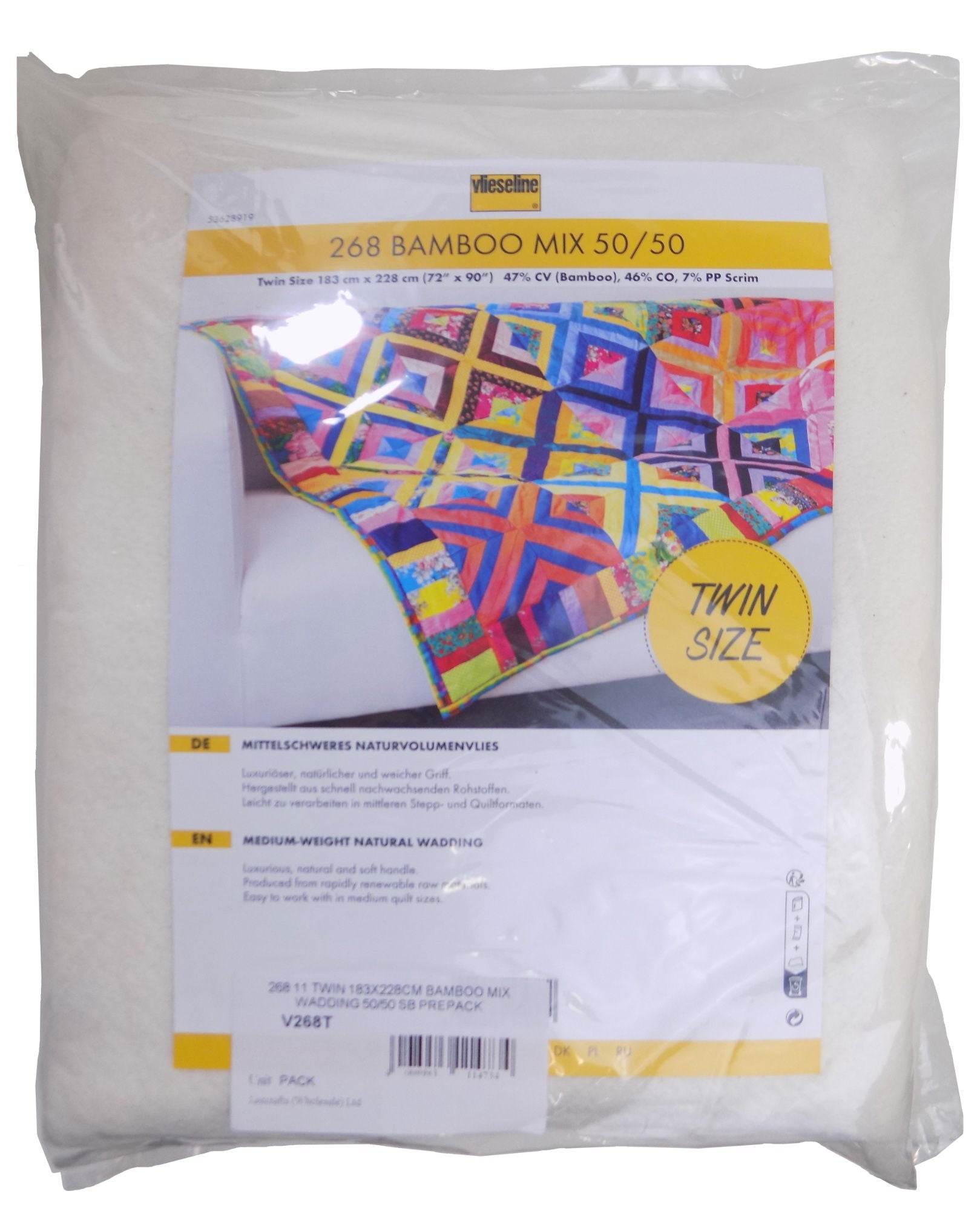 V268T  268 11 TWIN 183X228cm BAMBOO MIX WADDING 50/50 SB PREPACK