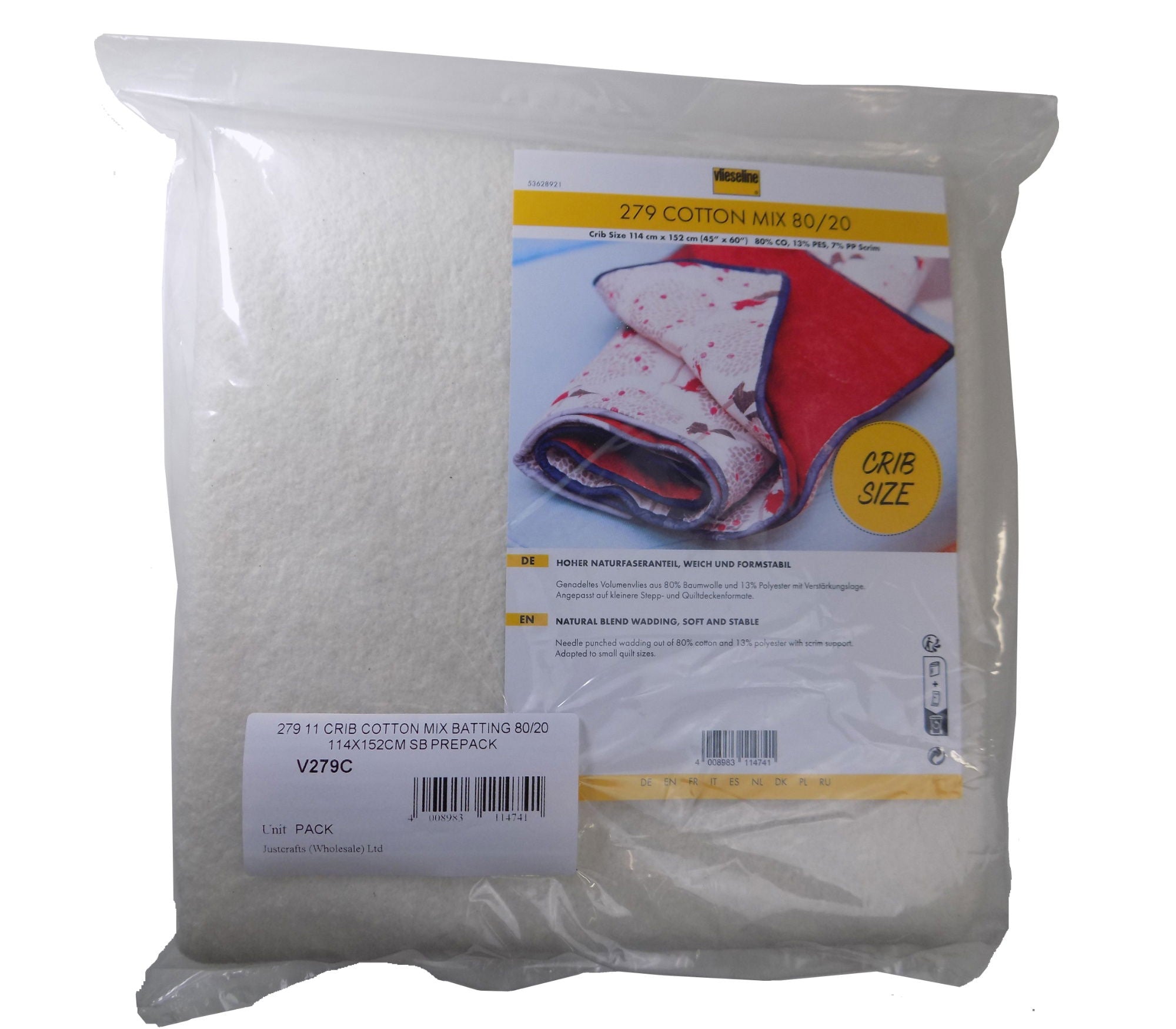 V279C  279 11 CRIB COTTON MIX BATTING 80/20 114X152cm SB PREPACK