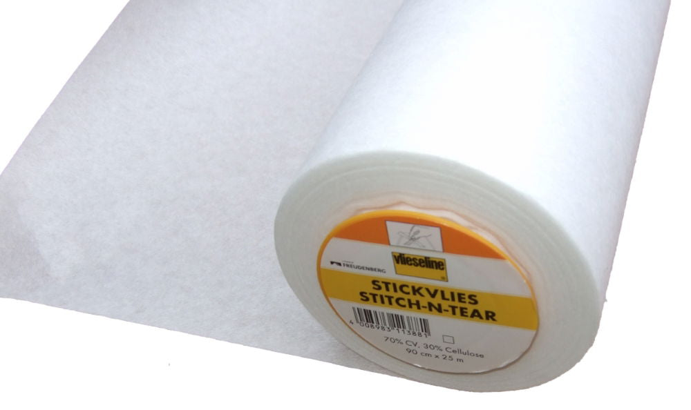 V314 - STICKVLIES STITCHNTEAR EMB BACKER 90cm WHITE X 25m
