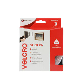 V60216  VELCRO STICK ON 20mm X 5m WHITE