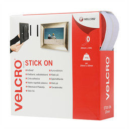 V60219 - VELCRO STICK ON 20mm X 10 m WHITE