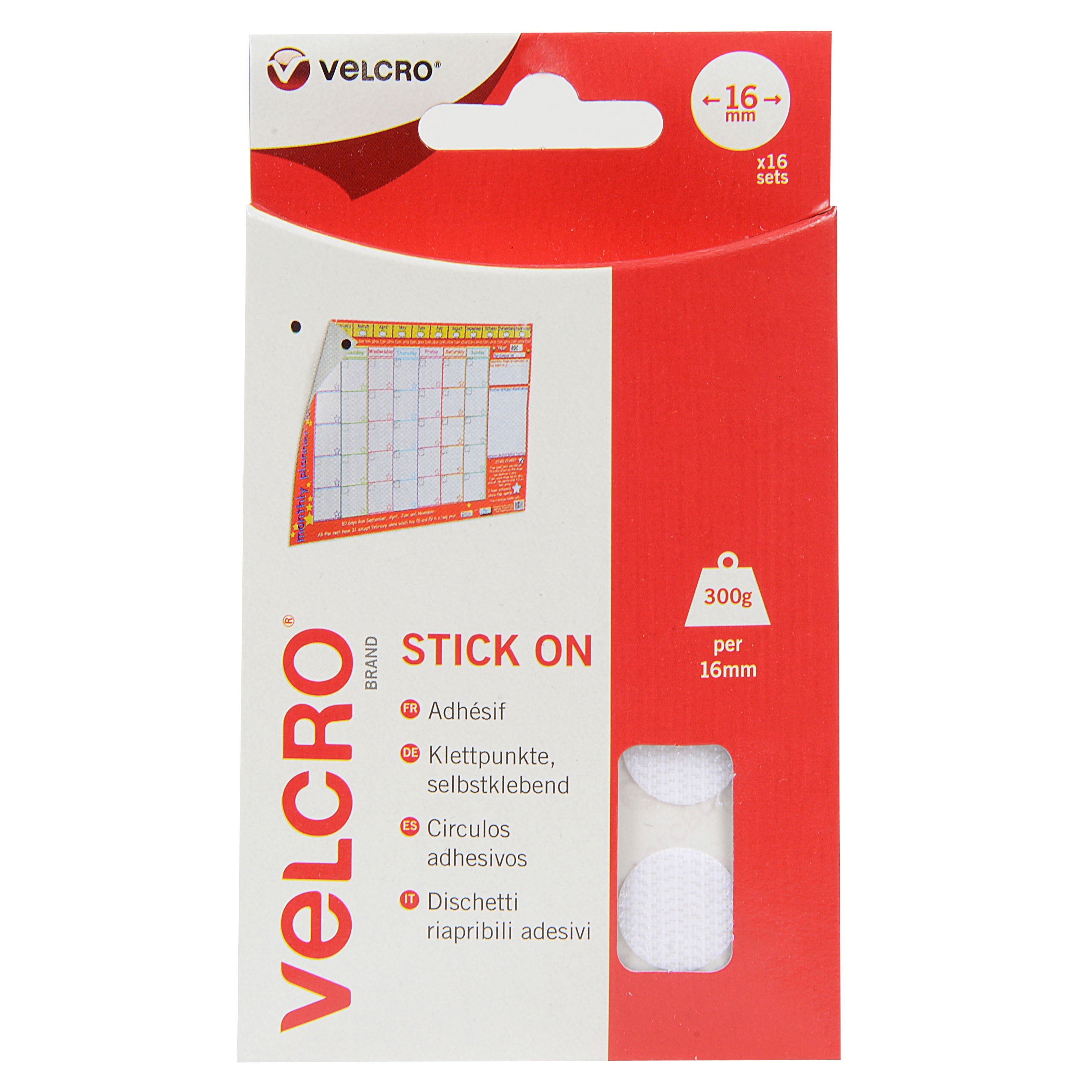 V60227 - VELCRO HOOK AND LOOP STICK ON 16mm COINS WHITE