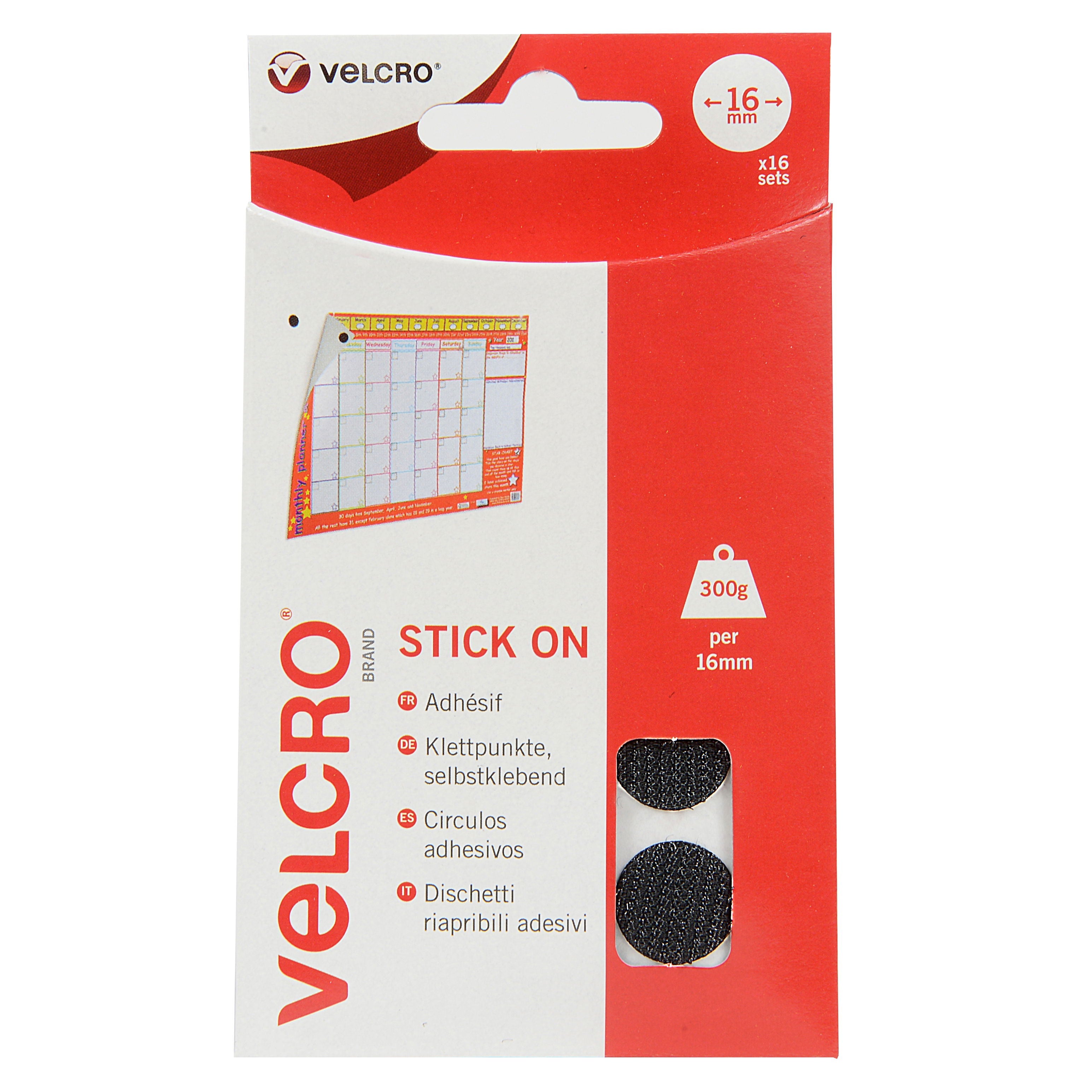 V60228 - VELCRO HOOK AND LOOP STICK ON 16mm COINS BLACK (16)