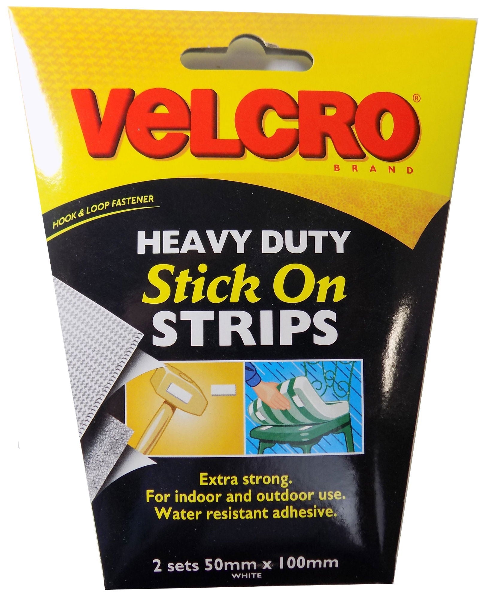V60240  **VELCRO STK ON H.DUTY 5 X 10cm -2 SETS WHITE