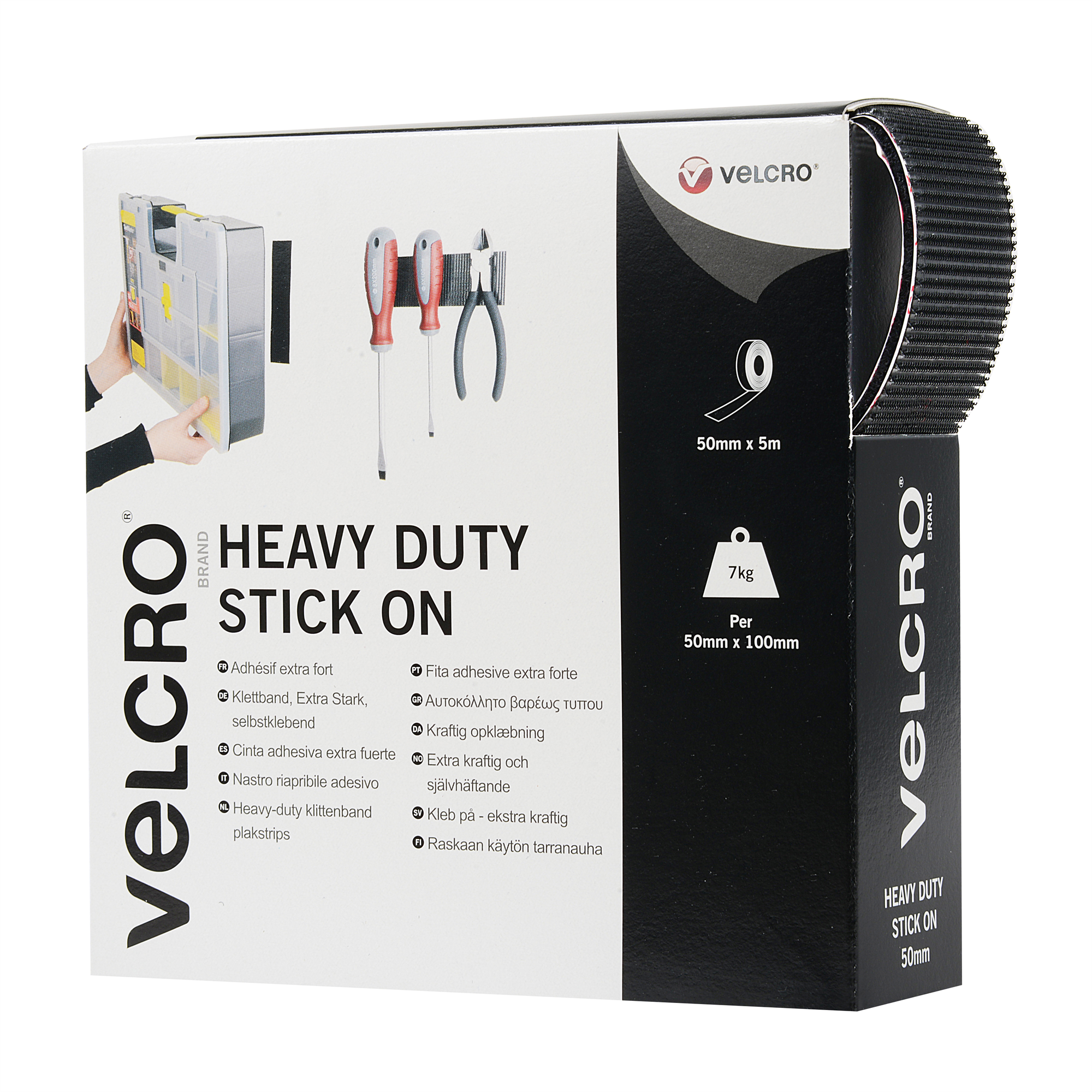 V60243 - VELCRO HOOP AND LOOP STICK ON HEAVY DUTY 50mm X 5m BLACK