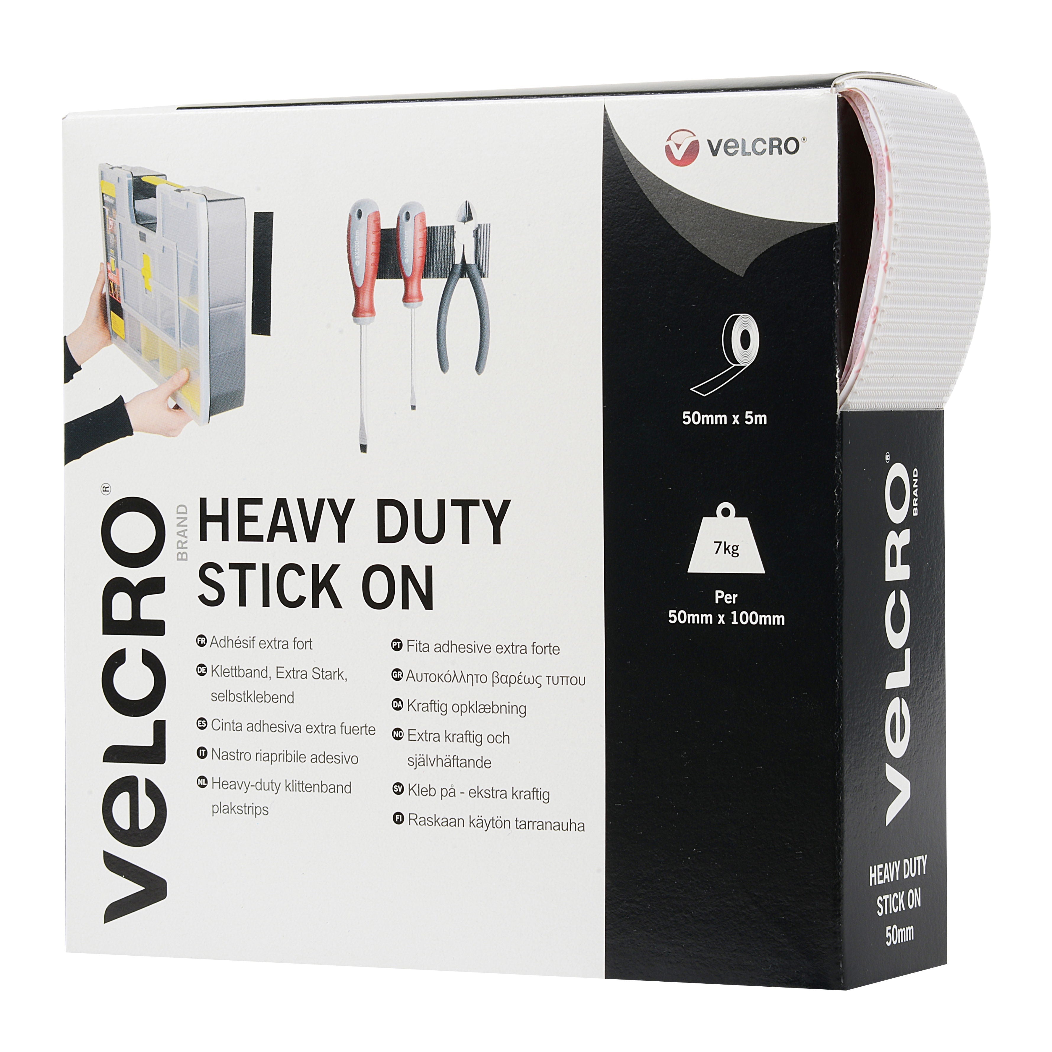 V60244 - VELCRO HOOK AND LOOP STICK ON HEAVY DUTY 50mm X 5m WHITE