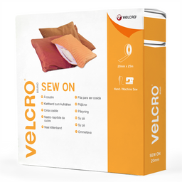V60286 - VELCRO HOOK AND LOOP SEW ON 20mm WHITE (25m)