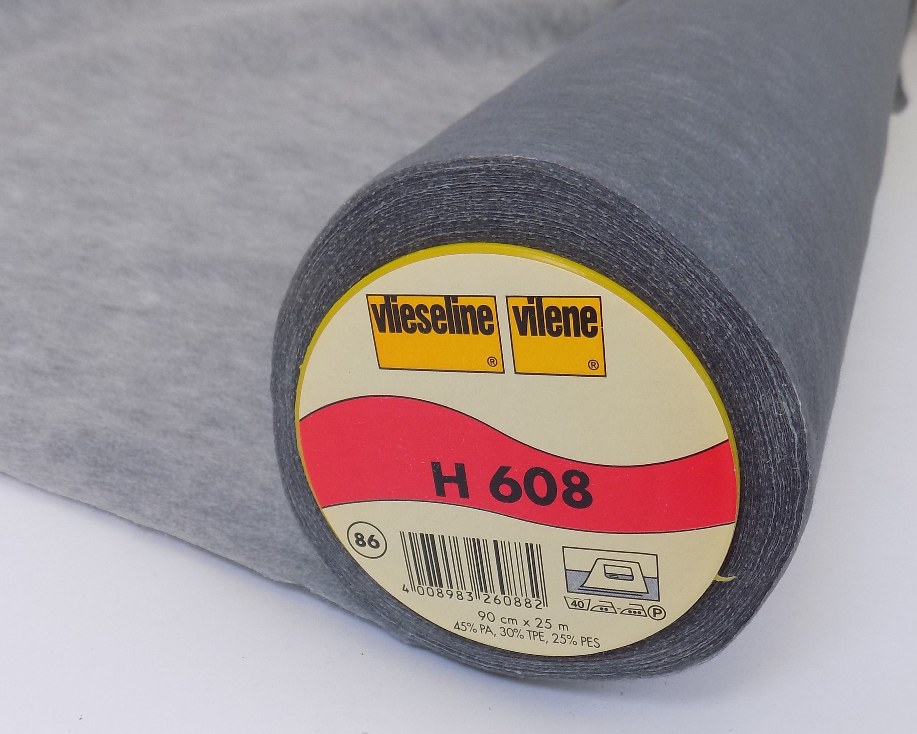VH608-86 **H608 INTERLINING EASY IRON ON STRETCH CHARCOAL 90cm
