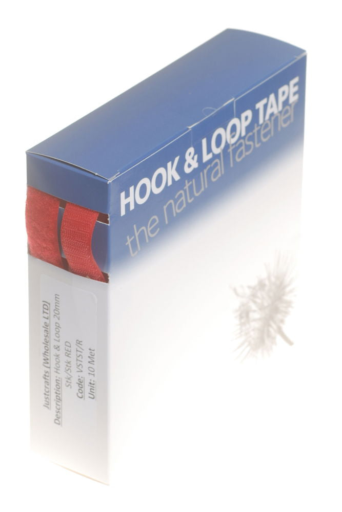 VSTST-R - HOOK & LOOP 20mm STK/STK RED (10m BOXED)