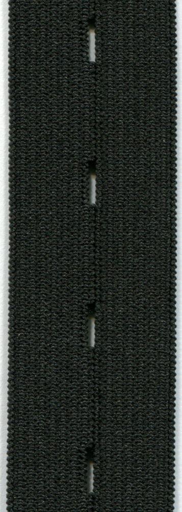 WO4-19B - BUTTON HOLE ELASTIC 19mm COL BLACK