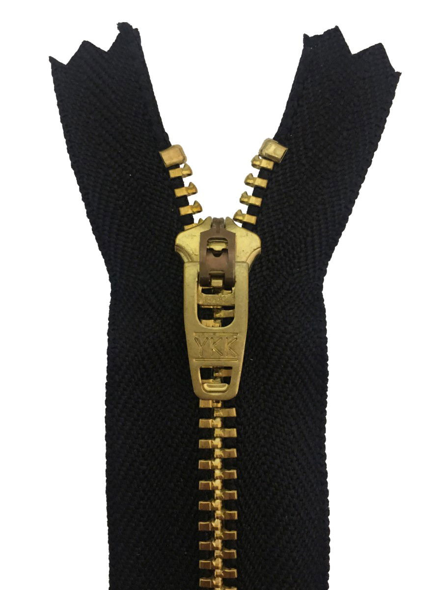 YGC459-4-580 - YKK BRASS JEANS SEMI-LOCK ZIP 4 inch 10 cm 580 BLACK