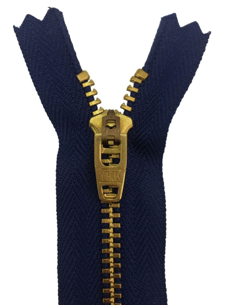 YGC459-8-039 - YKK BRASS JEANS SEMI-LOCK ZIP 8 inch 20 cm 039 DK ROYAL