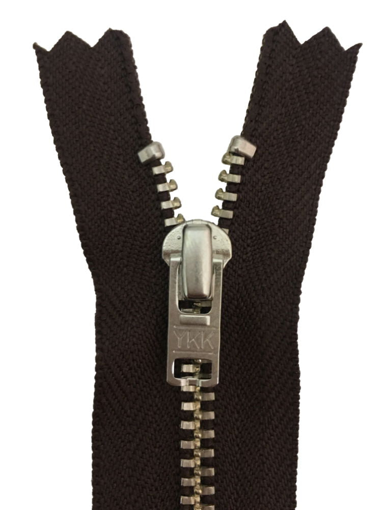 YGNC456-6-570 - YKK METAL TROUSER ZIP 6 inch 15 cm 570 MID BROWN