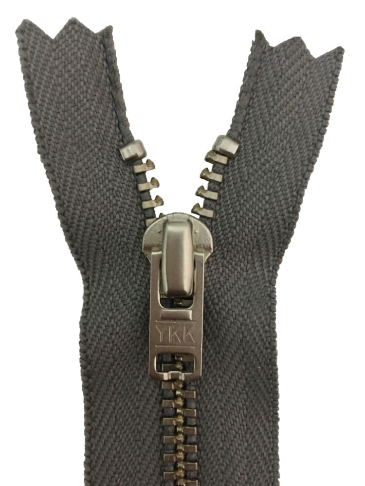 YGNC456-6-577 - YKK METAL TROUSER ZIP 6 inch 15 cm 577 GREY