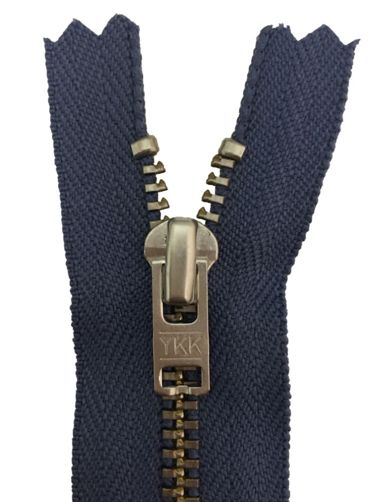 YGNC456-7-145 - YKK METAL TROUSER ZIP 7 inch 18 cm 145 AQU BLUE