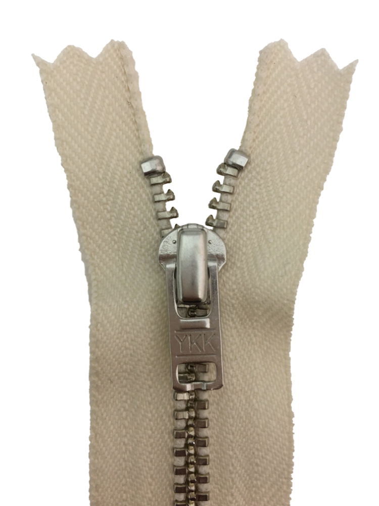 YGNC456-8-801 - YKK METAL TROUSER ZIP 8 inch 20 cm 801 CREAM