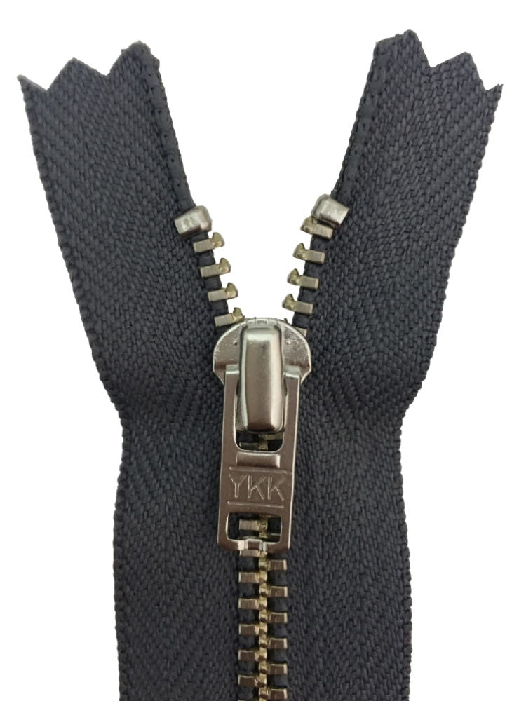 YGNC456-9-578 - YKK METAL TROUSER ZIP 9 inch 23 cm 578 MID GREY