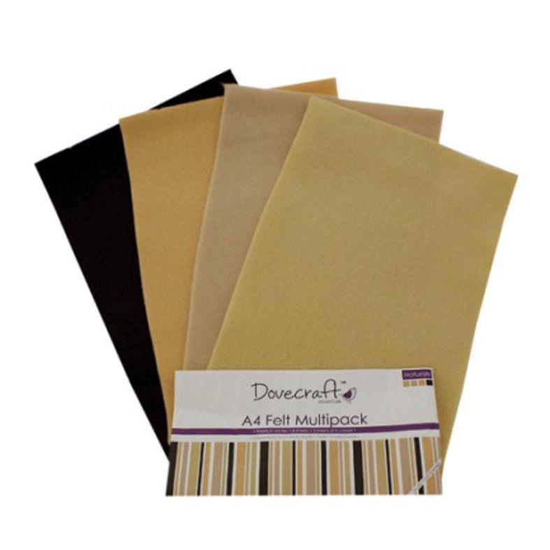 DCFL017 - DOVECRAFT A4 FELT MULTIPACK NATURALS 2 X 4 COLS