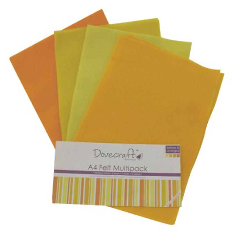 DCFL022 - DOVECRAFT A4 FELT MULTIPACK YELLOWS 2 X 4 COLS