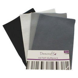 DCFL023 - DOVECRAFT A4 FELT MULTIPACK BLACKS 2 X 4 COLS