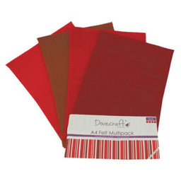 DCFL024 - DOVECRAFT A4 FELT MULTIPACK REDS 2 X 4 COLS