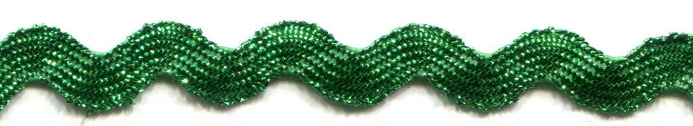 SR1404-9-LX-GREEN - SUPER RIBBON RIC RAC 5mm LUREX GREEN